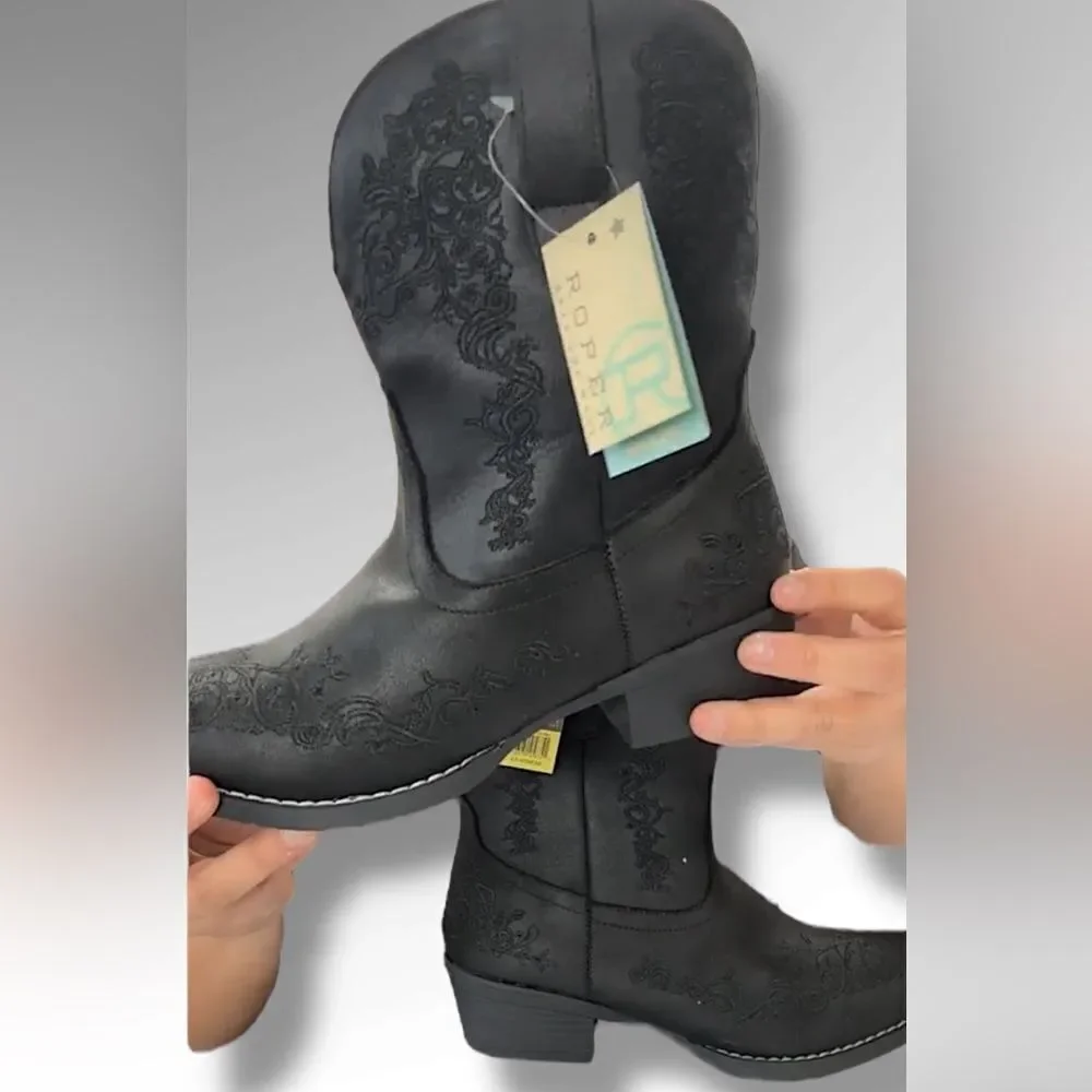 ROPER  Riley Scroll Embroidered Womens Snip Toe Western Boots Size 9.5 EU 40.5